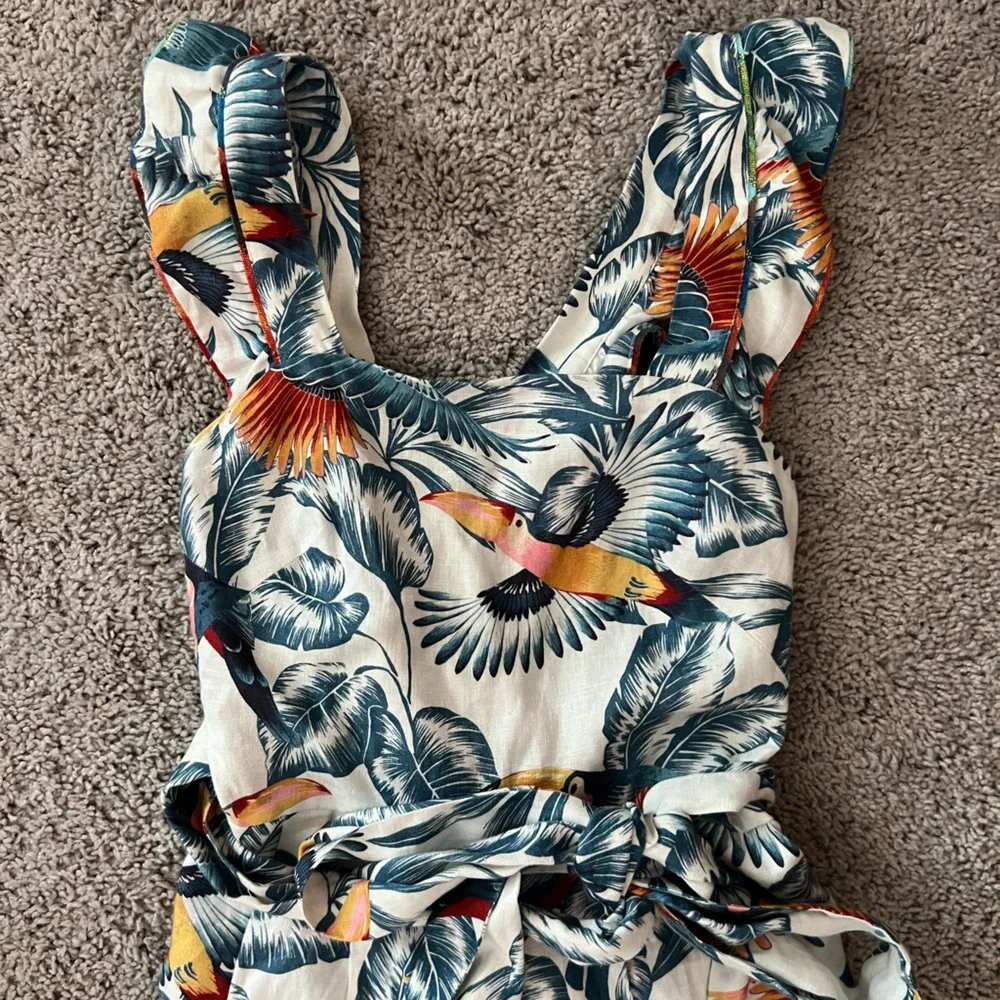 NWT FARM Rio Tropical Toucan Print Jumpsuit Medium 8 - Picture 3 of 10